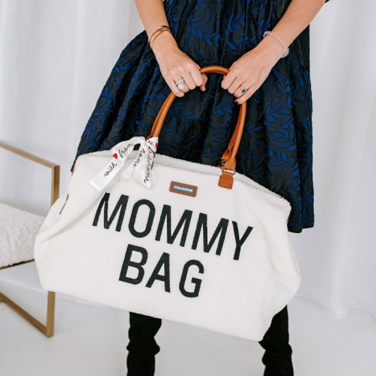 Sac à Langer Mommy Bag Teddy Ecru Childhome | C'est Qui La Maman