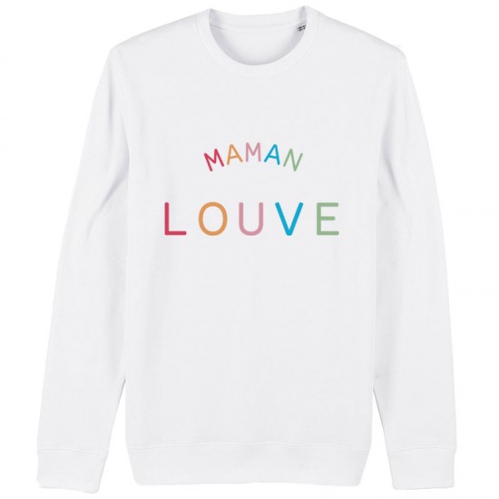 Sweat Maman Louve Blanc | C'est Qui La Maman | Sweatshirt message